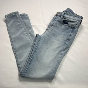 American Eagle Outfitters Blue Skinny Jeans with Natural Fading